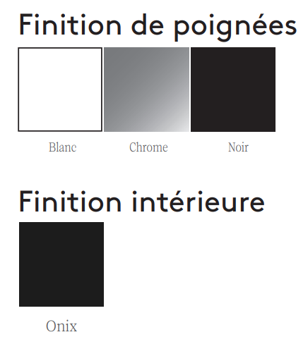 Finitions poignées et intérieures des meubles 2 tiroirs 600 / 800