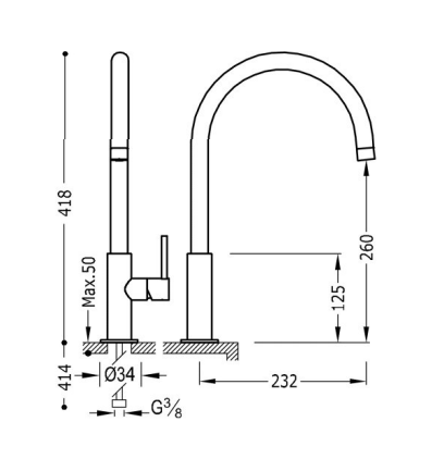 schéma technique mitigeur évier blanc mat